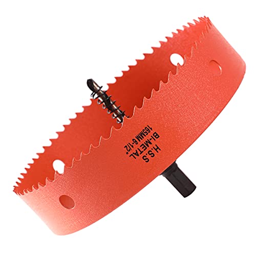 Dribotway Sega a tazza bi-metallo, 6-1/2, 165 mm, M42 HSS, con 1 gambo e 1 trapano, per materiali da costruzione a secco, legno, plastica e metalli, profondità di taglio