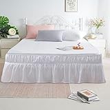 AYASW Bed Skirt Queen Size 14 inch Drop Premium Soft and Cozy Brushed Microfiber Dust Ruffle Three Fabric Sides Wrap Around with Elastic No Top Easy On Stable White