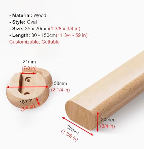 Poleada de madera ovalada 60 cm perchero con soporte elegante para armario 6