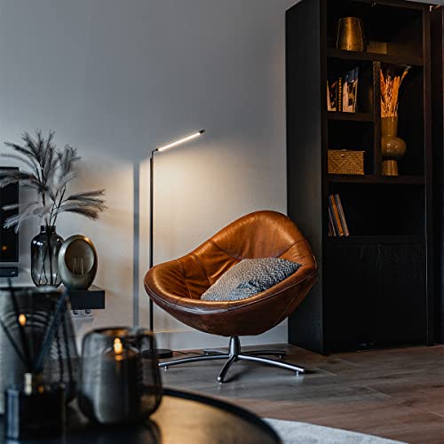 Qazqa - Moderne Stehleuchte | Ecklampe I Stehlampe I Standleuchte I Lampe I Leuchte schwarz inkl. LED mit Touchdimmer - Berdien Dimmer I Dimmbar I Wohnzimmer - Stahl Länglich - I LED