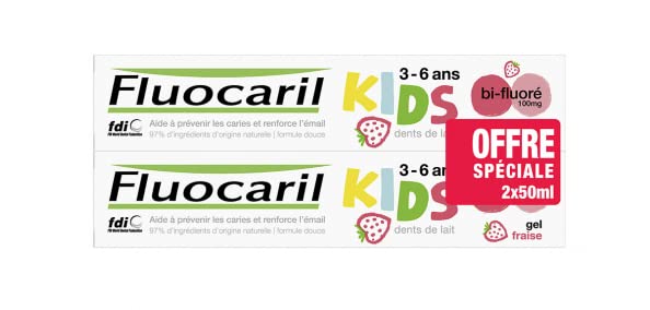 Fluocaril Kids Bi-Fluorinated Toothpaste 3-6 Years 2 x 50ml - Strawberry Gel