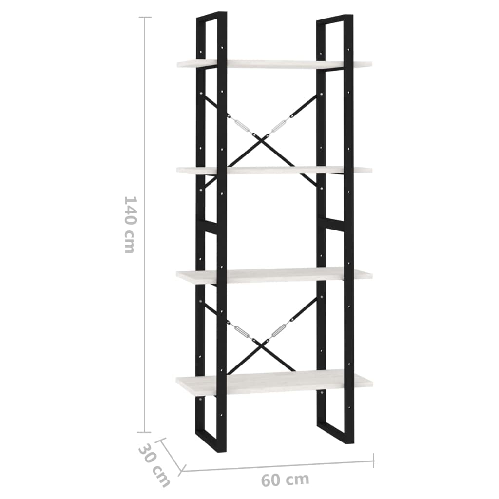 Madera maciza de pino estilo industrial 4 estantes blanco 60x30x140 cm