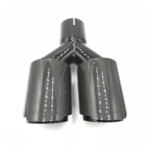 Un Pezzo 89MM Fuori Universale Car Styling Vernice Nera Punta Di Scarico Tubo Silenziatore In Fibra Di Carbonio Lucido Terminale Di Coda(76MM IN-114MM OUT)