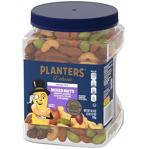 image for PLANTERS Unsalted Premium Nuts 34.5 oz Resealable Container- Contains 