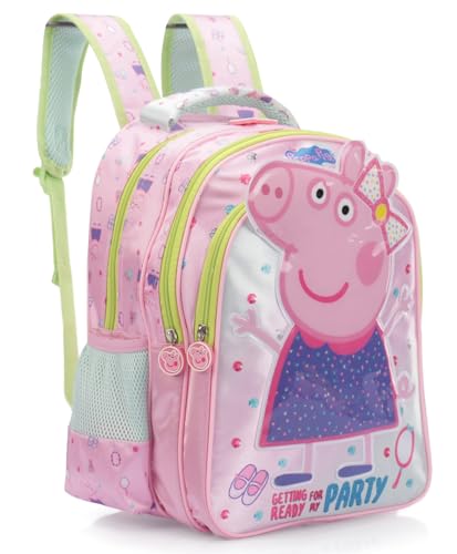 Image of STRIDERS Peppa Pig School Bag for Kids | Spacious Durable Rolling Backpack | Padded Comfortable Straps & Fun Design | Ideal for School Travel & Play