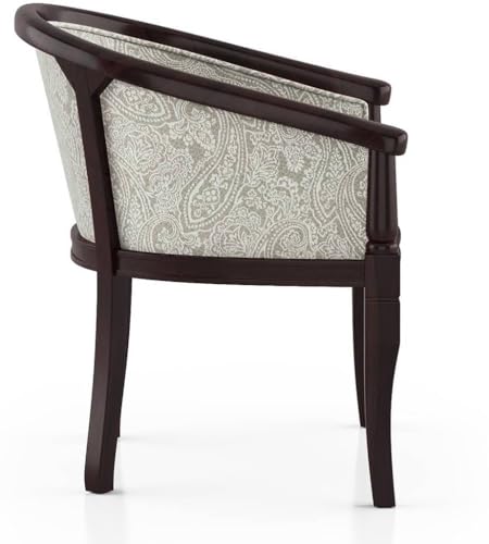 Image of Solid Wood Chair Wooden Single Seater Sofa Chair for Living Room, Bedroom, Outdoor & Indoor - Walnut & Monochrome Paisley