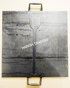 HARISH - Pure Iron Flat Big Square ROTI / PARATHA / PATHRI TAWA with Double Side Handle - 15 INCH* 15 INCH ( Black, Color)