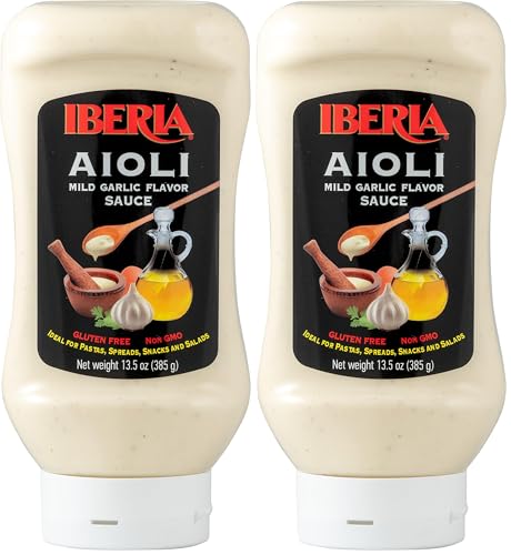 Iberia Aioli Sauce, 13.5 Ounce, Smooth Texture and Mild Garlic Taste (Pack of 2)
