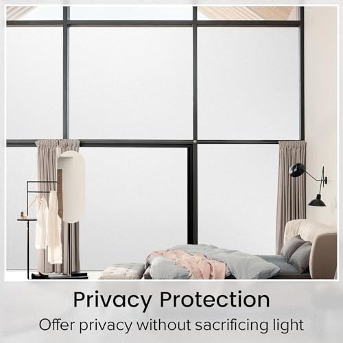 Image of Window Privacy Sheet for Glass Covering with Frosted Blur Texture | Self Adhesive-Uv Protection /Sun Heat Control || (18 x 48 Inch, Frost Color)