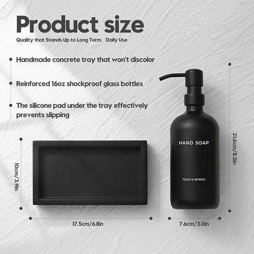 Black Soap Dispenser Set with Tray - Hand and Dish Soap Dispenser for Kitchen,Modern Kitchen Decor & Accessories. (Black) - Cosy Home Interiors Black Soap Dispenser Set with Tray - Hand and Dish Soap Dispenser for Kitchen,Modern Kitchen Decor & Accessories. (Black) - Image 2