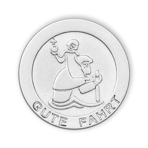 FRITZ COX Automedaille Christophorus Gute Fahrt | aus Metall | auf Geschenkkarte | Kleiner Durchmesser | 2,5cm