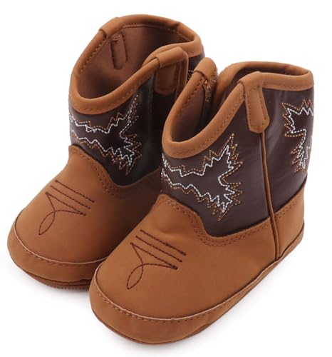 Happy Cherry Western Cowboy Bootie Soft Sole Non-Slip Crib Shoes Snow Boots for Baby Infant Toddler Girls Boys Newborn