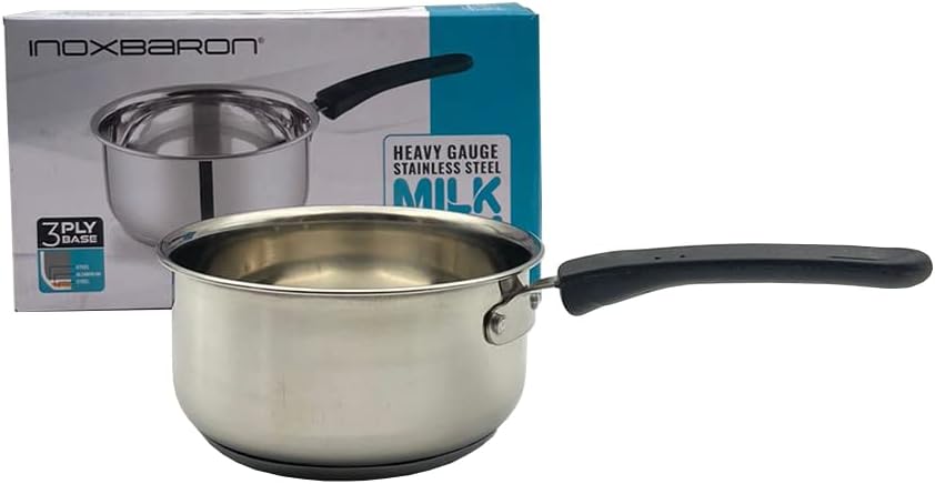 Inoxbaron Milk Pan 15.5cm Stainless Steel - Tea Pan Saucepan Milk Pot – Ideal as Coffee pot, Tea pot, Milk pot & a Small