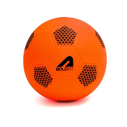 Image of Boldfit BounceLite Football Lightweight PVC Soccer Ball for Kids, Ideal for Beach, Pool, Indoor & Outdoor Play, Soft Training Football for Toddlers & Beginners, Orange - Size 3