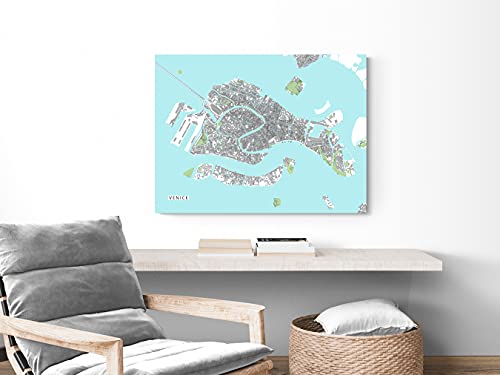 Venice Map Wall Art Print 8X10, Venice Italy Posters For Wall 24X36, Handmade Detailed Venice Art Wall Decor, Venezia Maps, Venice Souvenir Gifts By Maps As Art #TOP2