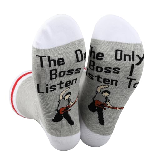 Photo de Chaussettes Bruce Fans Rock Music Lover Gifts The Only Boss I Listen To Singer Chaussettes pour les fans, Only Boss UK, Taille unique