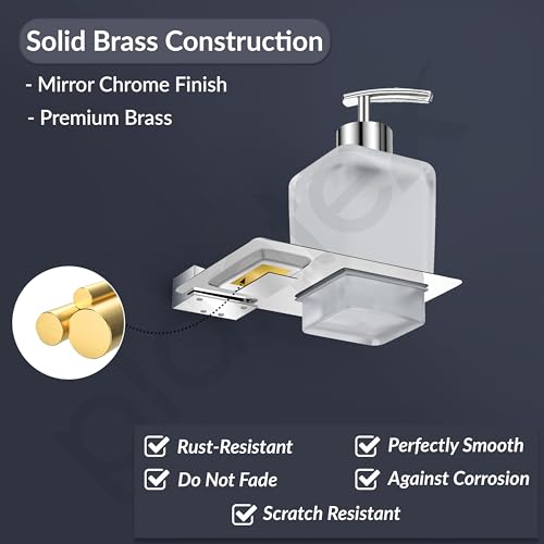 Image of Plantex Smero Pure Brass Made Hand Wash Holder for Wash Basin /Liquid Soap Dispenser /Shampoo Dispenser - Arrete (Chrome)