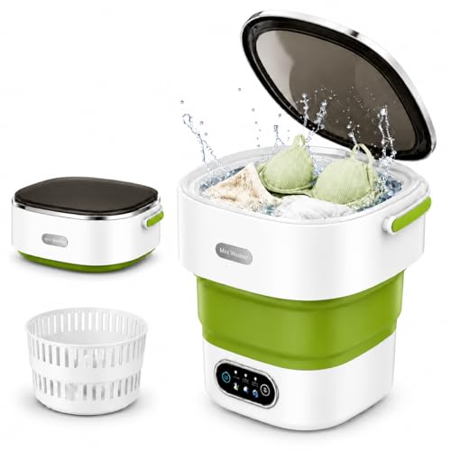 Image of Portable Washing Machine 16L Foldable Mini Washer for Underwear Socks Baby Clothes Small Loads Compact Washer for Apartment Dorm RV Travel (Green)