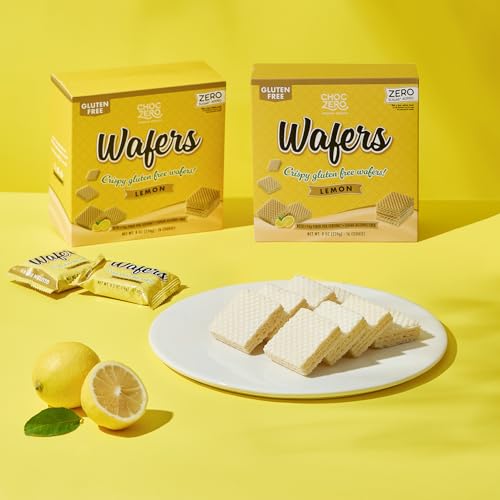 Image of ChocZero Sugar Free Lemon Wafer Cookies, No Sugar Alcohols, Keto, Gluten Free, High Fiber, 16 Count, 8 oz Box