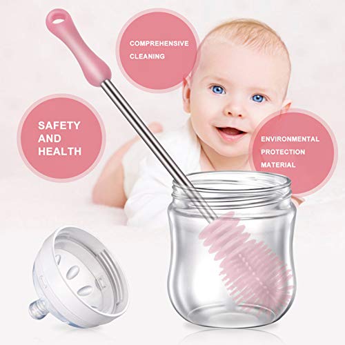 Kisangel Escova de silicone para mamadeira, escova de limpeza de caneca, cabo longo, limpador de gar
