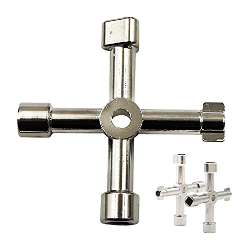 Llave de Utilidad Multifuncional 4-Puntas Llave Contador Agua Universal Llave Armario Eléctrico...