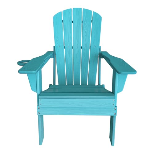 Image of Plawdlik HDPE Folding Adirondack Chair Set of 2 with Cup Holder, Aruba