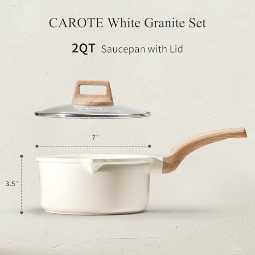 image for CAROTE 2Qt Sauce Pan Sets with Lid Cooking Pots Nonstick Saucepans Coo
