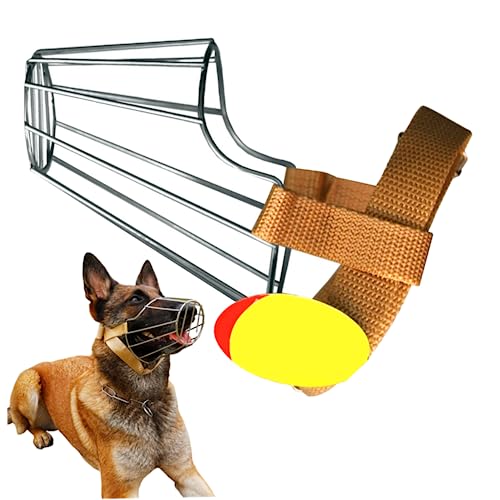 Gcroet 1PC Dog Muzzle Size M Metal Basket Muzzle Breathable Adjustable Wire Muzzle for 15-30kg Medium Large Dog Prevent Biting Barking& Chewing M