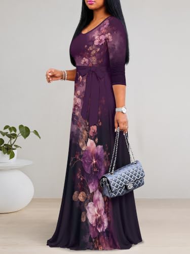 Image of Women's 3 /4 Sleeve Maxi Dress with Pockets