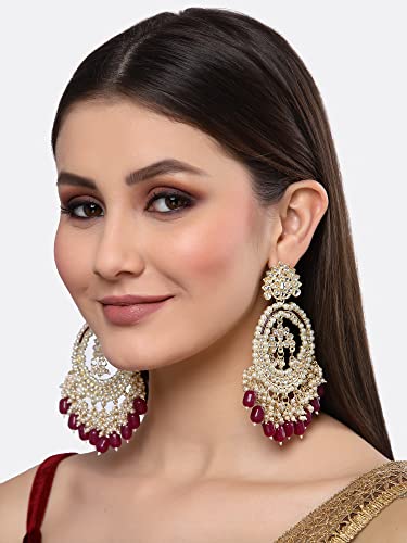 Shining Diva Fashion Latest Stylish Traditional Kundan Chandbali Earrings for Women and Girls