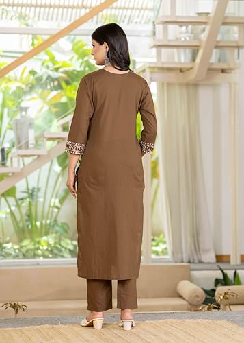 Image of Pistaa's Women's Ethnic Motifs Printed Regular Pure Cotton Kurta with Trousers With Dupatta Set