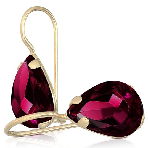 14K Gold Teardrop Gemstone Earrings for Women