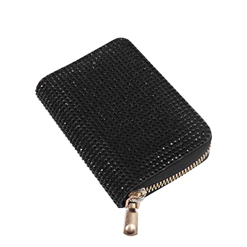 Women's Rhinestone Credit Card Holder Fashion Zipper RFID Card Case Organizer Bling Sparkle Slim Small Pouch Wallet2