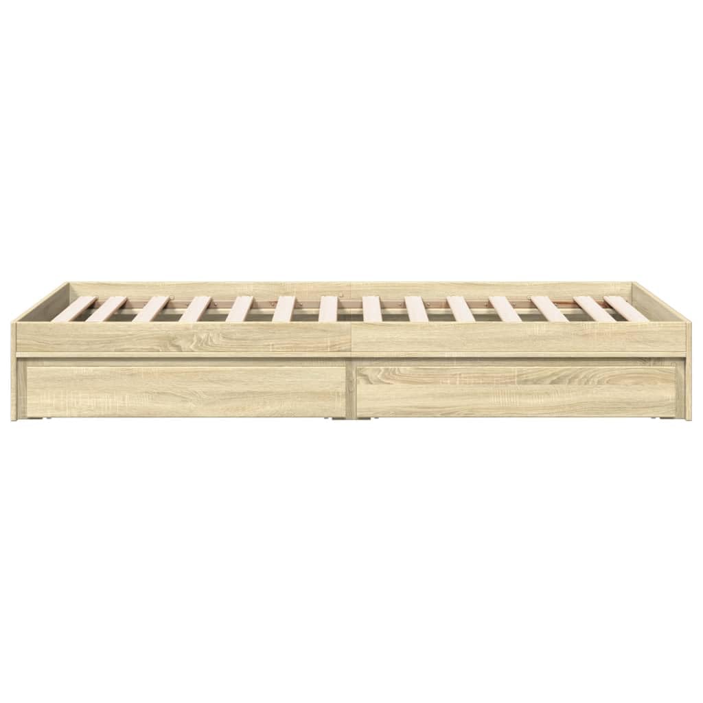 vidaXL Cama con cajones Madera ingeniería Roble Sonoma 90x190 cm