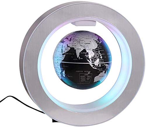 Wifehelper - Globo de levitación magnético, Globo Flotante en Forma de O, Bola de Mapa del Mundo con rotación antigravedad, con levitación magnética con luz LED (EU Plug)