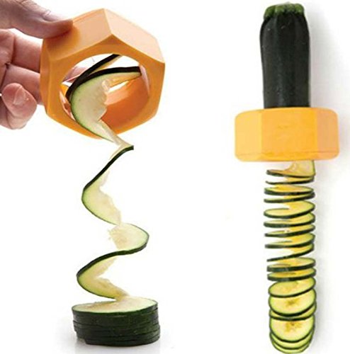 Innova® Creative Kitchen Gadget Spiral Cucumber Slicer Nut Shape Vegetable Cutter As Seen in TV (Orange)