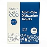 Simple Living Eco Dishwasher Tablets, Naturally Derived Dishwashing Detergent, Vegan and Plant-Based Dish Soap Tablets, Phosphate Free, 30 (Per Pack)
