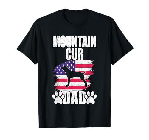 Mountain Cur Dad Dog Lover American Flag Camiseta