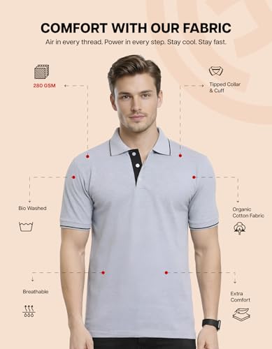 Image of Scott International Cotton Polo T Shirt | Collar Tshirts | Half Sleeves Plain T Shirt | T-Shirt |Tshirt for Men Stylish | Men's Tshirt