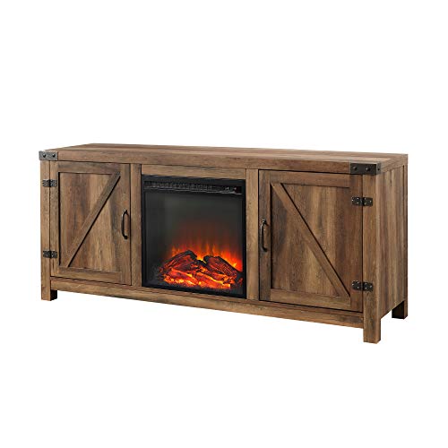 image for Walker Edison Georgetown Modern Farmhouse Double Barn Door Fireplace T