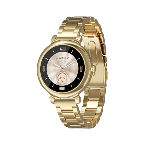 Zenwatch Lily Damen Smartwatch 1 1 Zoll AMOLED (360x360) Bluetooth-Anrufe 100+ Sportmodi Puls- & SPO?-Messung Schlaftracking IP68 185 mAh Android & iOS kompatibel (Gold)