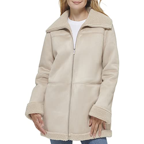 Calvin Klein Women's Warm Rolled Cuff Faux Sherling Jacket