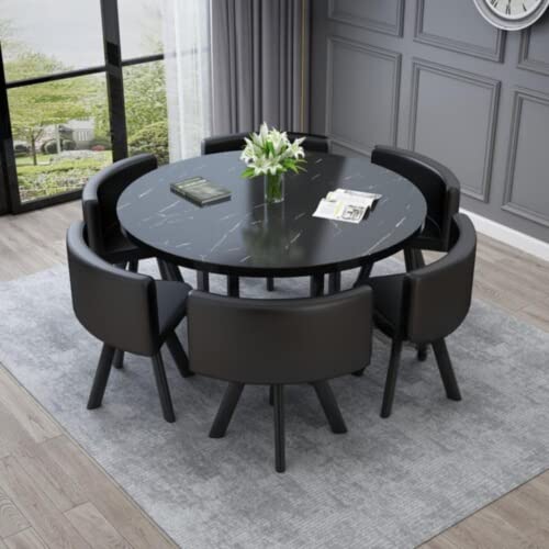 ダイニングテーブルセット6人用 だいにんぐテーブル セット6人 食卓テーブルセット 北欧ライト高級ラウンドダイニングテーブルと椅子の組み合わせモダンなミニマリストラウンドダイニングテーブルホーム小さなアパートラウンドテーブルダイニングテーブル6人用 (イミ