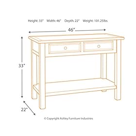 Signature Design by Ashley Bolanburg Farmhouse Rectangular Two Tone Sofa Table, Antique Cream 41m7PITvdtL. SS280