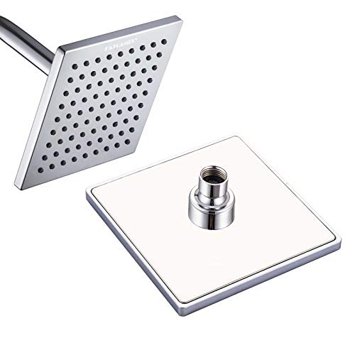 Luxury Square Rain Shower Head with 6-inch Rainfall Face, Stainless Steel Back, Brass Swivel Joint, Full Chrome Finish