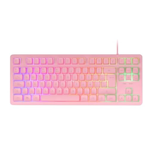 Mars Gaming MK023, Tastiera Gaming TKL, Tecnologia Ibrida H-Mech, Illuminazione FRGB Rainbow, Anti-ghosting, Compatibilità Universale, Rosa, Lingua Spagnola