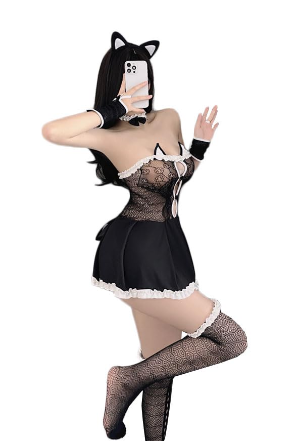 Sexy Maid Outfit For Women Hot Servant Girls Nightdress French Japanese Maid Cosplay Costume Nude Lingerie Set Erotic Housemaid Uniform Female Waiter Nightwear Waitress Short Skirt Pajamas
