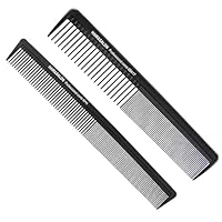 Carbon Kamm, 2 Stück Kompakter Karbonkamm, Grob fein 2 Zahnungen, Salon Friseur Haarpflege Werkzeuge für Männer und Frauen mit Verschiedenen Arten von Haaren