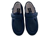 Zapatilla Ancho Especial Rejilla Unisex para Pies Delicados, Negro y Marino, Cierre de Velcro (Marino Rejilla, Sistema Tallas Calzado EU, Adulto, Hombre, Números, Ancho, 46)