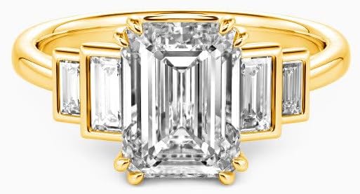 1.46-3.46 Carat Emerald Cut Moissanite/Lab Grown Diamond Engagement Ring Diamond Wedding Ring for Women in 925 Sterling Silver/10K/14K/18K Solid Gold